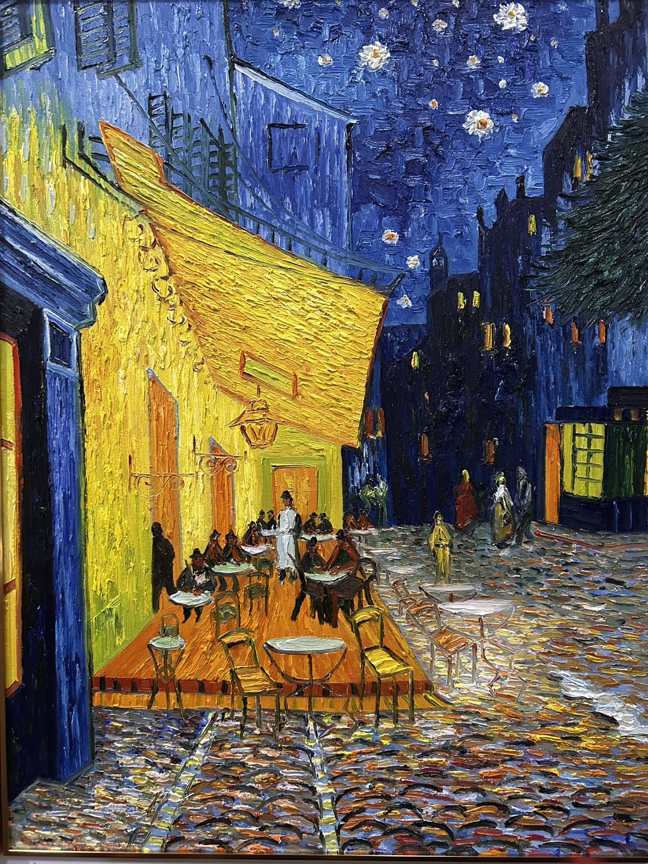 Café Terrace at Night by Vincent Van Gogh Hand-Painted Oil Reproduction on Linen