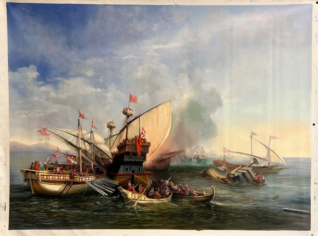 The Battle of Lepanto by Ivan Aivazovsky, Oil Painting Reproduction on Linen Canvas