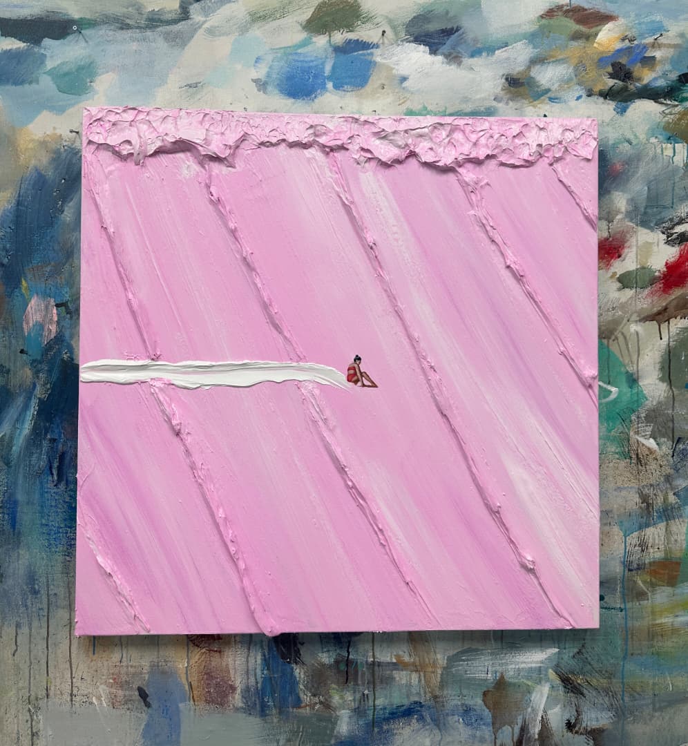 Pink Ocean by Werner Bronkhost Oil Painting Reproduction Linen, Impasto Palette-Knife
