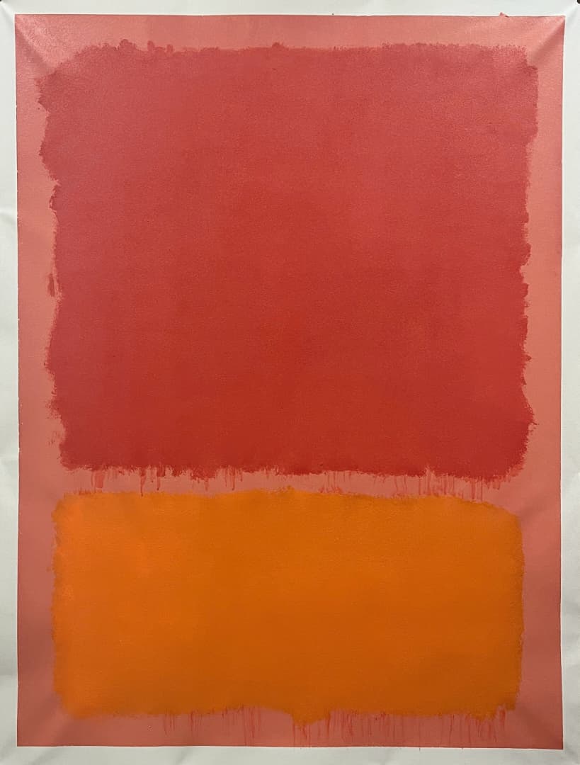 Untitled (Red and Orange on Salmon) by Mark Rothko Hand-Painted Oil Reproduction on Linen